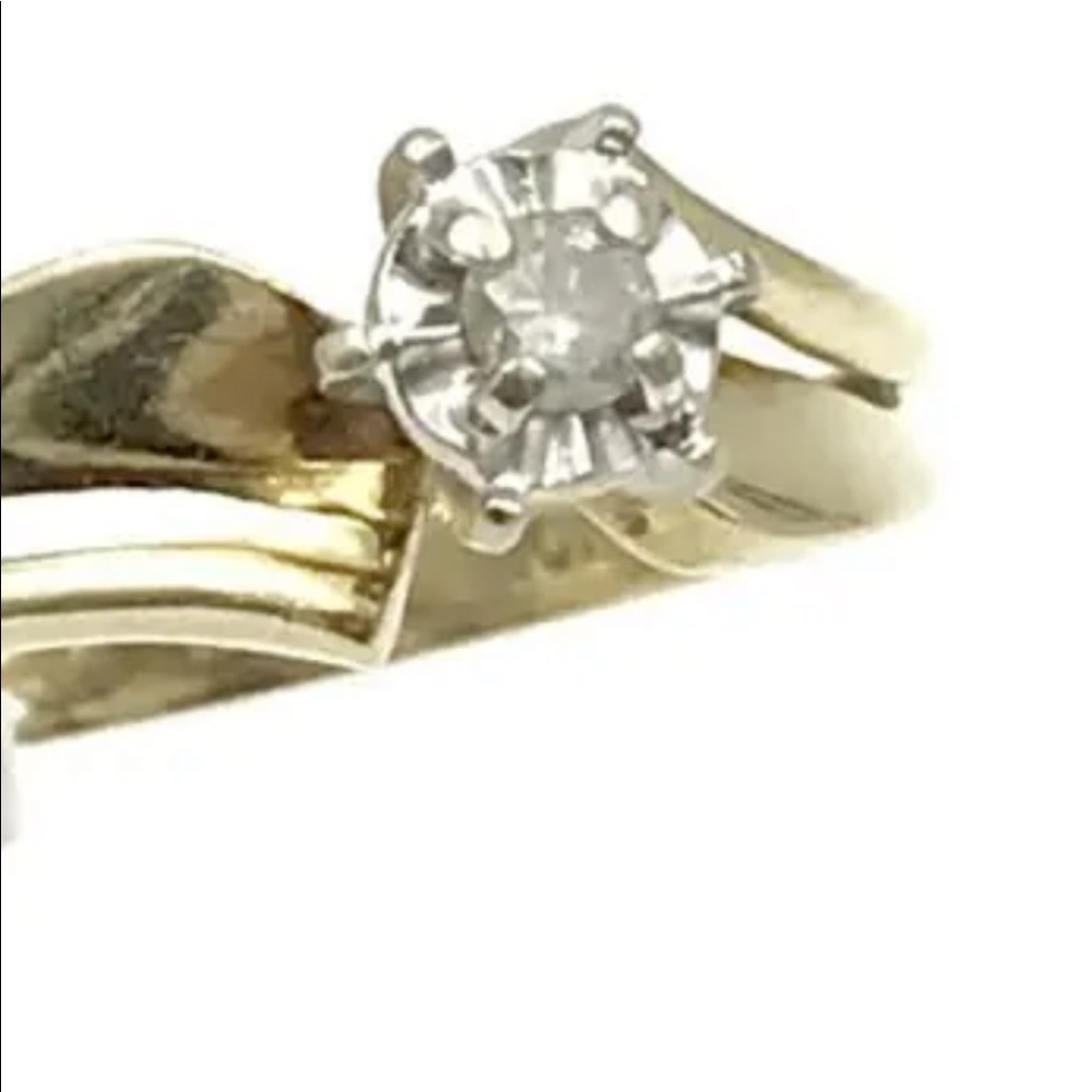 Vintage Clyde Duneier 10K CI Diamond Solitaire Engagement Ring 10k Yellow Gold